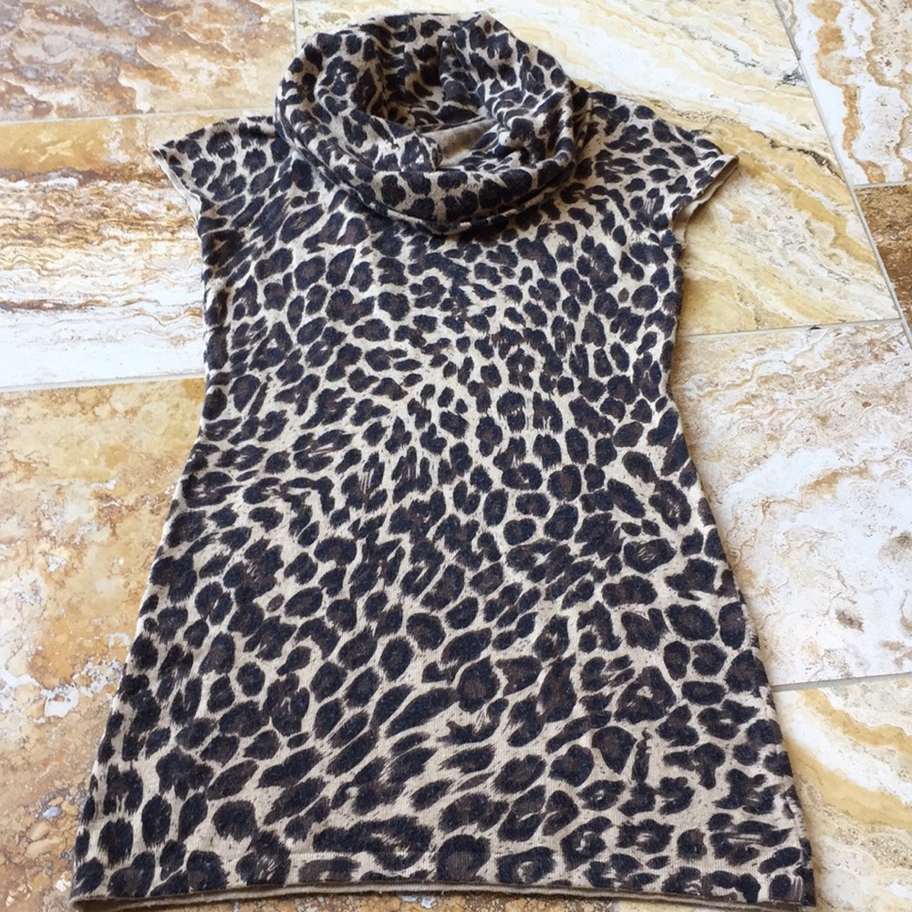 Cheetah Leopard animal print knit tunic minidress